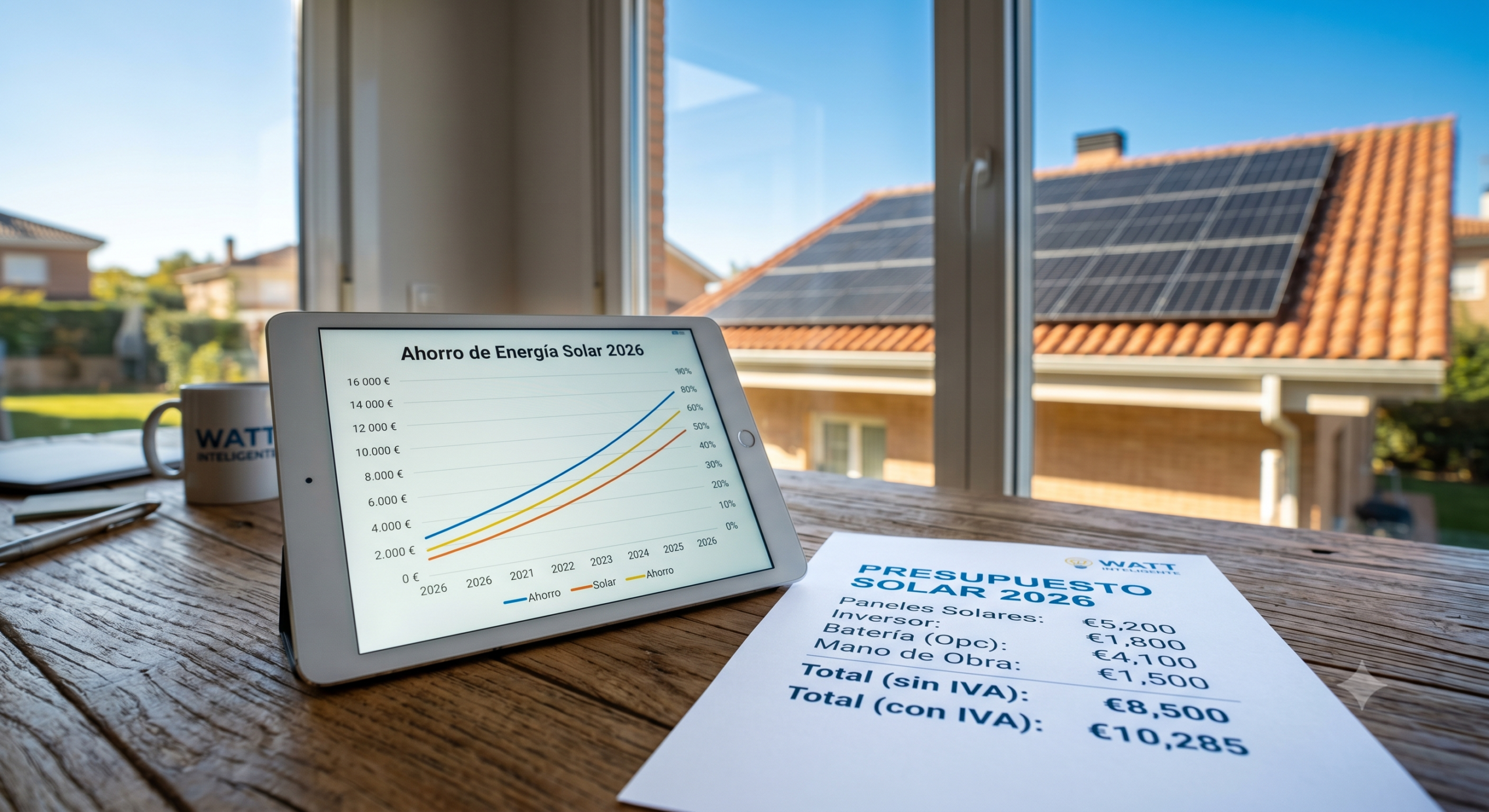 Desglose de un presupuesto de placas solares para vivienda en España en 2026.
